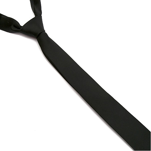 Черный сатиновый галстук Gofin узкий однотонный FGS-21012