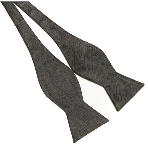 Галстук бабочка самовяз черная пейсли с цветами GB-33-31