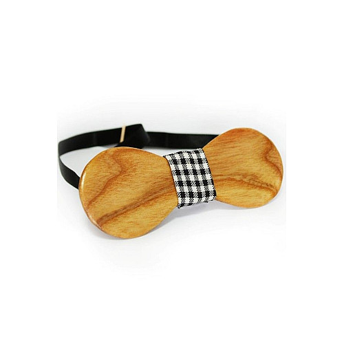 Деревянная круглая галстук бабочка GBD-332