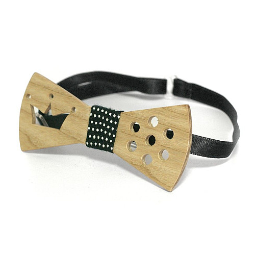 Деревяний краватка метелик з вирізом корона GBD-357
