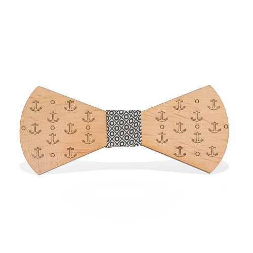 Деревянная галстук бабочка с гравировкой якоря GBD-368