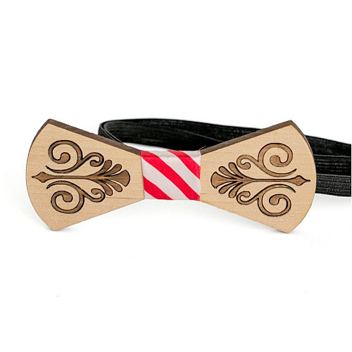 Деревяний краватка метелик з гравіруванням візерунок GBD-387