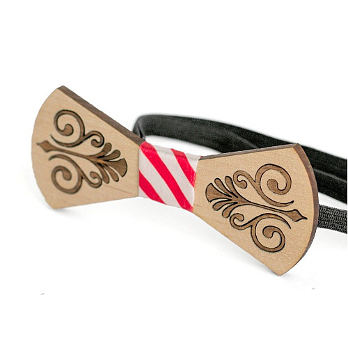 Деревяний краватка метелик з гравіруванням візерунок GBD-387