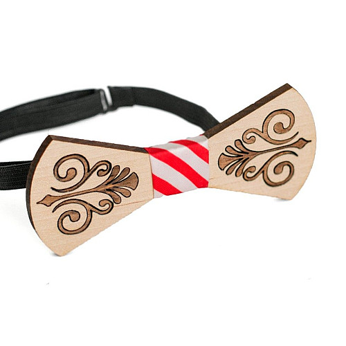 Деревяний краватка метелик з гравіруванням візерунок GBD-387