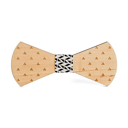 Деревянная галстук бабочка с гравировкой триугольников GBD-388