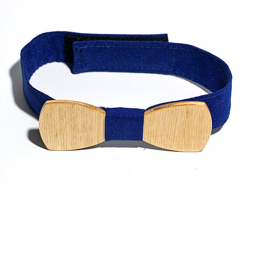 Дитячий дерев'яний краватка метелик Gofin з синьою тканиною GBDH-8059