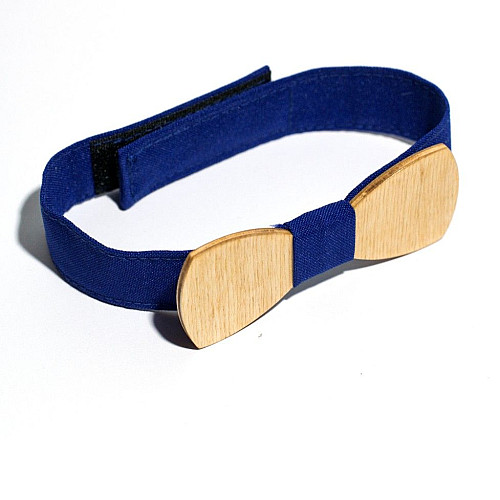 Дитячий дерев'яний краватка метелик Gofin з синьою тканиною GBDH-8059