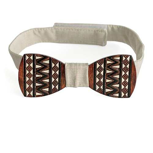 Дерев'яний краватка метелик Gofin з візерунком вишивка з сірою тканиною GBDH-8002