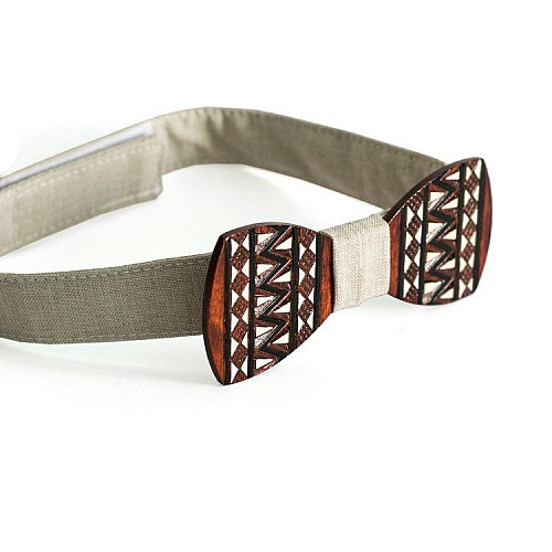 Дерев'яний краватка метелик Gofin з візерунком вишивка з сірою тканиною GBDH-8002