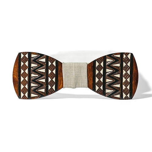 Дерев'яний краватка метелик Gofin з візерунком вишивка з сірою тканиною GBDH-8002