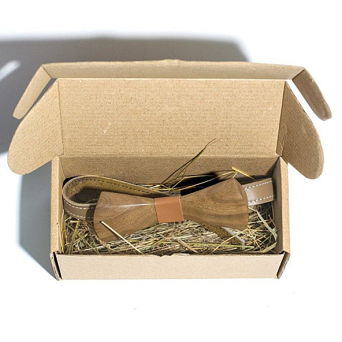 Деревянная галстук бабочка Gofin объемная с круглыми углами GBDH-8003