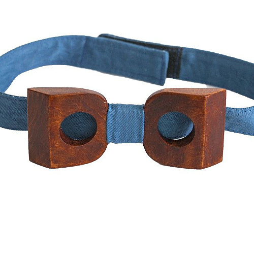 Деревянная галстук бабочка Gofin объемная темная с отворами GBDH-8011