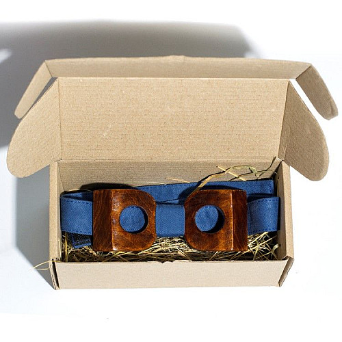 Деревянная галстук бабочка Gofin объемная темная с отворами GBDH-8011