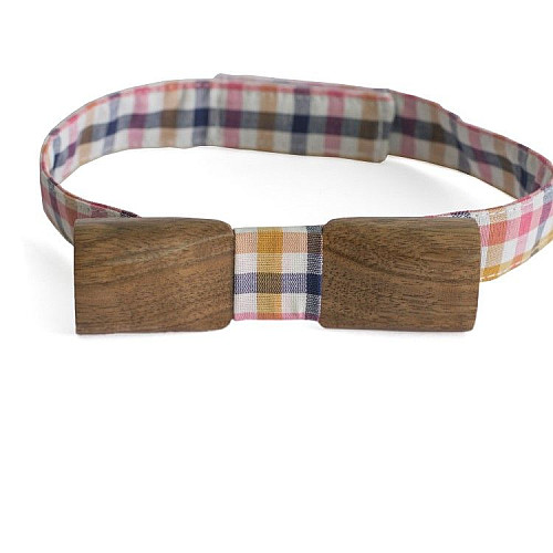 Деревянная галстук бабочка Gofin объемная темная прямоугольная GBDH-8014