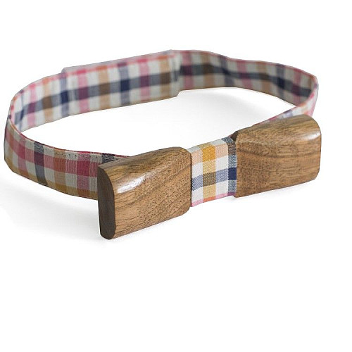 Деревянная галстук бабочка Gofin объемная темная прямоугольная GBDH-8014