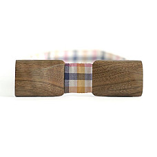 Деревянная галстук бабочка Gofin объемная темная прямоугольная GBDH-8014