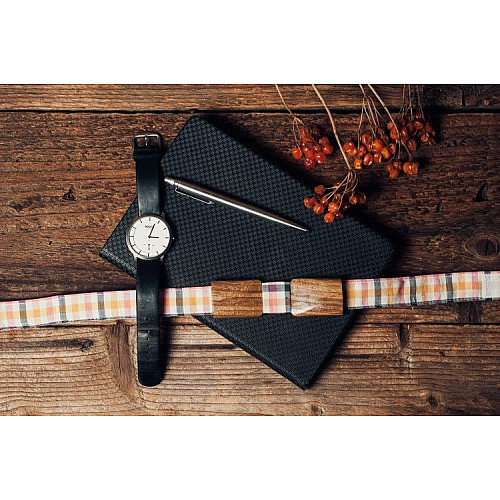 Деревянная галстук бабочка Gofin объемная темная прямоугольная GBDH-8014