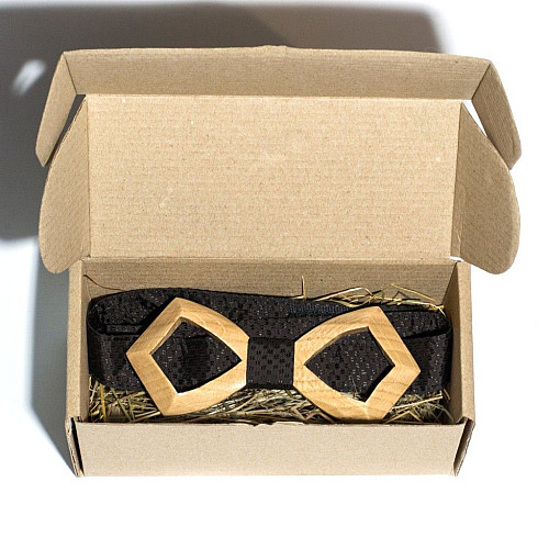 Деревянная галстук бабочка Gofin объемная с вырезом GBDH-8020