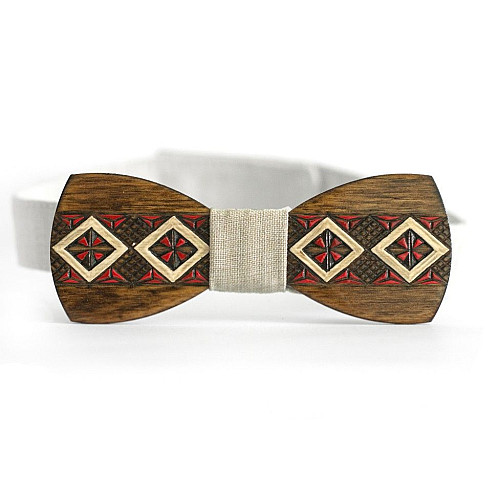 Деревянная бабочка Gofin с узором вышивка темная GBDH-8022