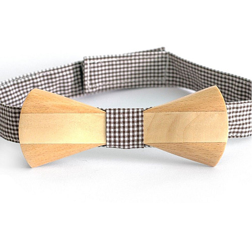 Деревянная галстук бабочка Gofin с круглыми углами в полоску GBDH-8024