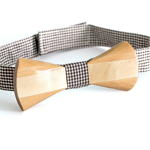 Деревянная галстук бабочка Gofin с круглыми углами в полоску GBDH-8024