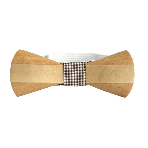 Деревянная галстук бабочка Gofin с круглыми углами в полоску GBDH-8024