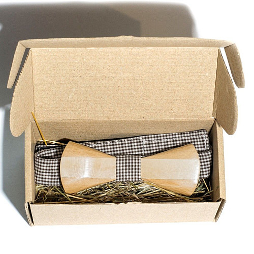 Деревянная галстук бабочка Gofin с круглыми углами в полоску GBDH-8024