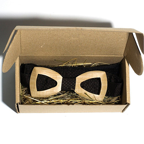 Деревянная галстук бабочка Gofin объемная с вырезом GBDH-8034