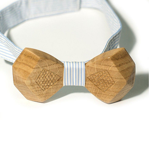 Деревянная галстук бабочка Gofin объемная с ромбиками GBDH-8037