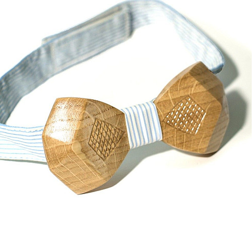 Деревянная галстук бабочка Gofin объемная с ромбиками GBDH-8037