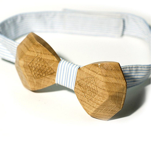 Деревянная галстук бабочка Gofin объемная с ромбиками GBDH-8037