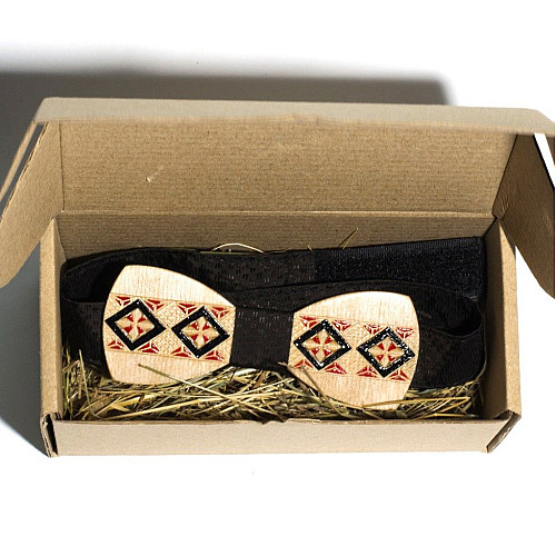 Деревянная галстук бабочка Gofin с узором вышивка GBDH-8039