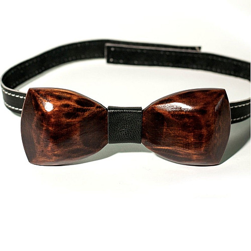 Деревянная галстук бабочка Gofin объемная темная матовая GBDH-8040