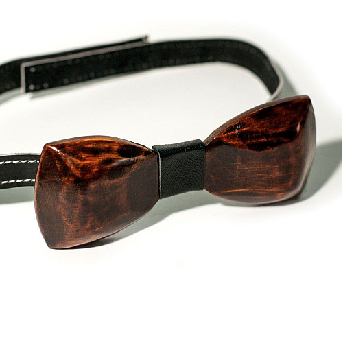 Деревянная галстук бабочка Gofin объемная темная матовая GBDH-8040