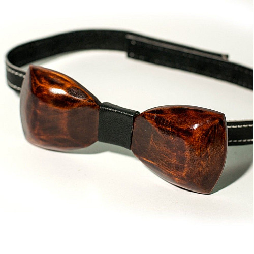 Деревянная галстук бабочка Gofin объемная темная матовая GBDH-8040