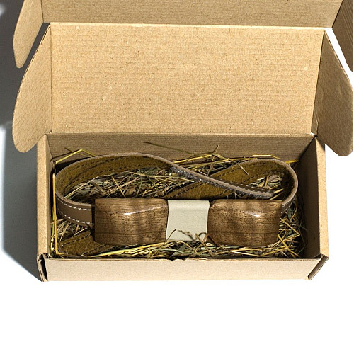 Дерев'яний краватка метелик Gofin темний прямокутний GBDH-8045