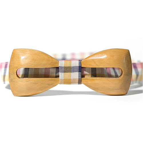 Деревянная галстук бабочка Gofin с вырезаной полоской GBDH-8053