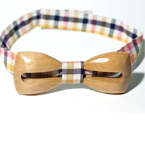 Деревянная галстук бабочка Gofin с вырезаной полоской GBDH-8053