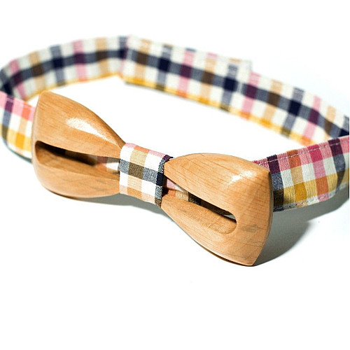 Деревянная галстук бабочка Gofin с вырезаной полоской GBDH-8053