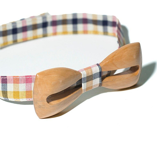 Деревянная галстук бабочка Gofin с вырезаной полоской GBDH-8053