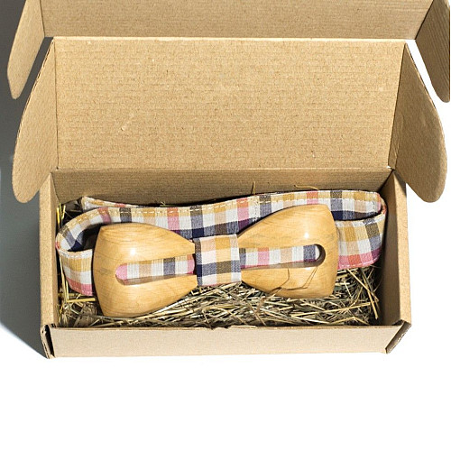 Деревянная галстук бабочка Gofin с вырезаной полоской GBDH-8053