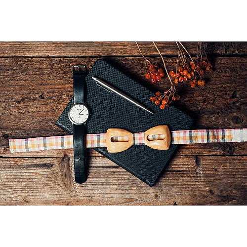 Деревянная галстук бабочка Gofin с вырезаной полоской GBDH-8053