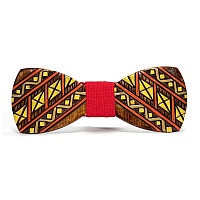 Дерев'яний краватка метелик Gofin з жовтим вишитим візерунком GBDH-8060