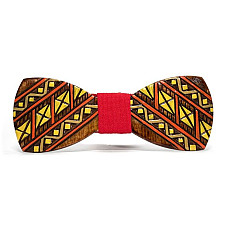 Деревянная галстук бабочка Gofin с желтым вышитым узором GBDH-8060