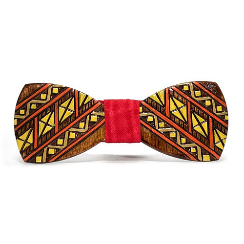 Деревянная галстук бабочка Gofin с желтым вышитым узором GBDH-8060