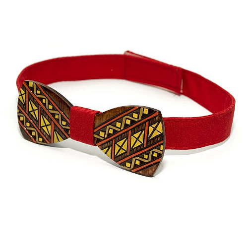 Деревянная галстук бабочка Gofin с желтым вышитым узором GBDH-8060