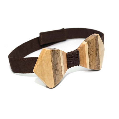 Дерев'яний краватка метелик Gofin об’ємний з вертикальними смужками GBDH-8074