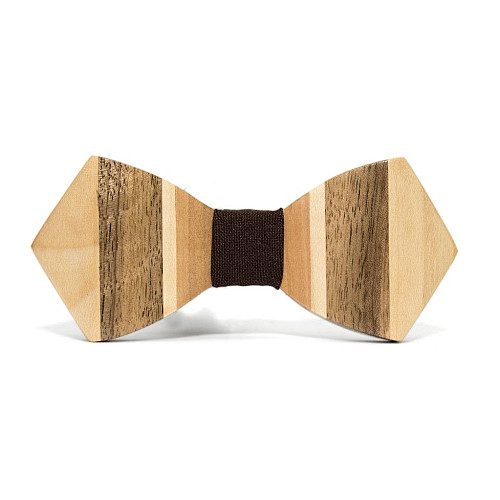 Дерев'яний краватка метелик Gofin об’ємний з вертикальними смужками GBDH-8074