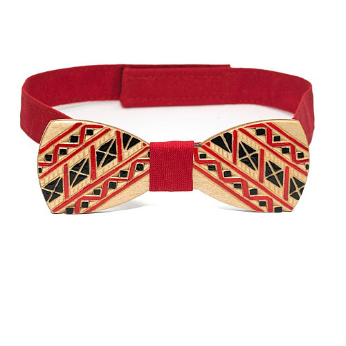 Деревянная галстук бабочка Gofin с вышитым узором GBDH-8076