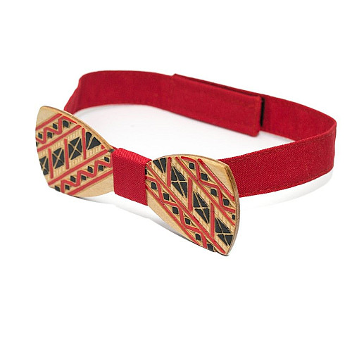 Деревянная галстук бабочка Gofin с вышитым узором GBDH-8076